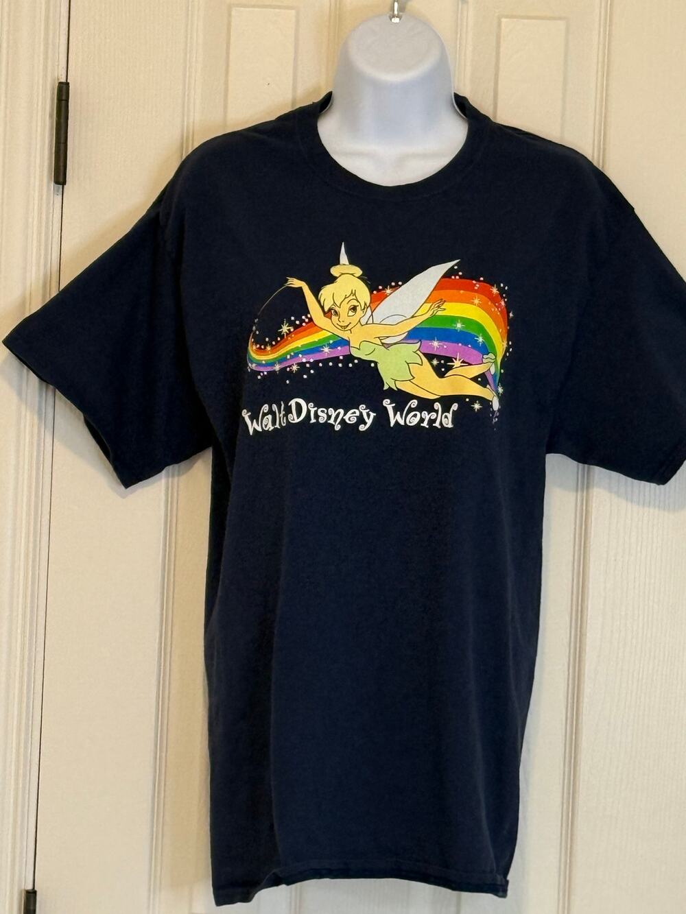 Tinker Bell Walt Disney World T-Shirt L | Rainbow Graphic Tee Black Unisex Pride